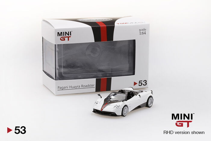 Pagani Huayra Roadster White w/ Carbon Red Stripe | MINI GT Wiki