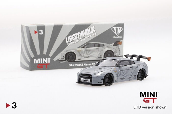 24時間限定タイムセール LB☆WORKS Nissan GT-R (R35) Matte Grey Type 1, Rear Wing ver ミニカー
