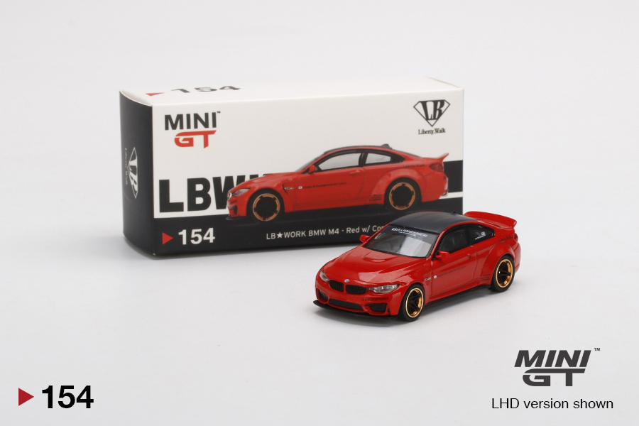 MINI GT MGT00154 LIBERTY WALK LB WORKS BMW M4 1/64 with COPPER WHEELS RED 