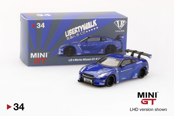 新しいスタイル MINIGT Blue Candy 日産GT-R LB☆Works mijo限定 