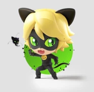 Miraculous Chibi - Czarny Kot i Plagg.png (444 KB) Model 3D Czarnego Kota w wersji chibi z Plaggiem w wersji 2D obok