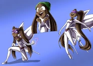 Grafika koncepcyjna przedstawiająca Lady Butterfly oraz jej cywilną formę