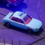 Samochód Rogera widziany z lotu ptaka na ulicy