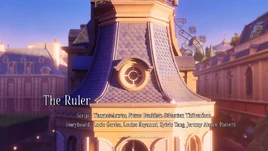 Karta tytułowa odcinka „Korygantka” z jego tytułem po francusku, informacją o scenarzyście i reżyserze; tłem jest dach piekarni Tom & Sabine ze strony, w której znajduje się okno do pokoju Marineyte Dupain-Cheng