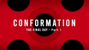 Napis „Conformation (The Final Day – Part 1)” na czerwonym tle w czarne kropki