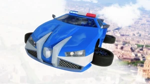L'auto della polizia di Roger, trasformata in un'auto volante grazie alla sua akumizzazione.
