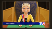 Chloé si dichiara nuova sindaca di Parigi in diretta televisiva.