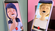 Marinette e Adrien parlano tra loro al cellulare.
