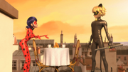 Ladybug chiede a Chat Noir di mangiare con lei.