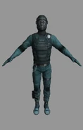 A "T-Posing" Pursuit cop as viewed in the game's engine.