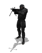 Pirandello Kruger SWAT support unit with an FN Minimi.