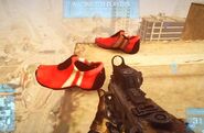 An easter egg in Battlefield 3: Operation Metro showing Faith’s shoes.