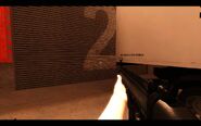 Faith wielding an FN SCAR-L inside PK's garage.