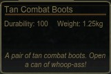 Early UI information box for the Tan Combat Boots.