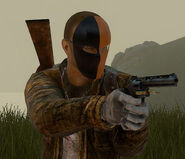 The player holding the .357 Revolver. Note the ammo clipping near the gun trigger.