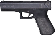 Close-up of the 9mm Handgun.