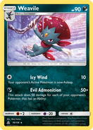 Weavile's card in the Ultra Prism Expansion