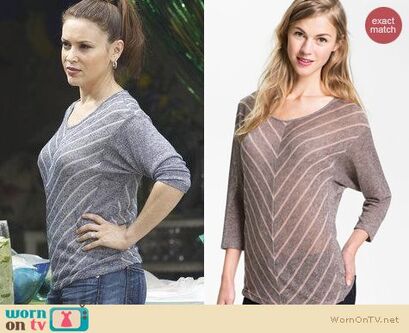 Olivia Moon Gray Chevron Stripe Dolman Tee