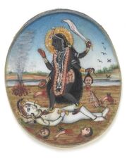 Goddess Kali dancing on Shiva