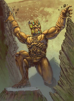 Cabrakán partiendo en dos una montaña 