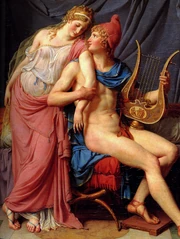 El amor de Helena y Paris, por Jacques-Louis David (óleo sobre lienzo, 1788, Louvre, París)