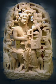 Orfeo con la lira y rodeado de bestias (Museo Bizantino & Cristiano, Atenas)