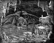 Satán como se muestra en el Noveno Círculo del Infierno en la Divina Comedia de Dante ALighieri. Imagen de Gustave Doré.