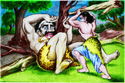 Bhima fighting with Bakasura color