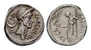 Julio César, con Venus sosteniendo a Victoria en el reverso, de de febrero o marzo del 44 a.C.