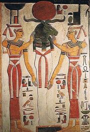 Ra-Osiris junto a Neftis e Isis