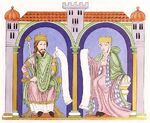 Königspaar mit Mänteln nach Römerart (1050-1120)