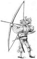 Landsknecht m. engl. Langbogen 16.Jh. handbuchderwaff00collgoog, Fig471