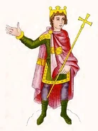 König in Fränkischer Tracht (Stuttgarter Psalter, 820-830)