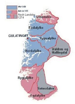 Hordaland als Fylki (Provinz) des Gulathing.