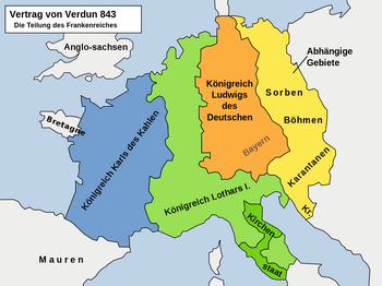 Frankenreich Aufteilung durch Vertrag von Verdun 843