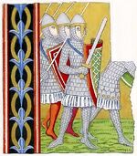 Krieger mit Schuppenrüstungen und Dreieckschilden (1160-1220)