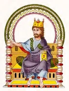 König mit Evangelienbuch (Stuttgarter Psalter, 820-830)