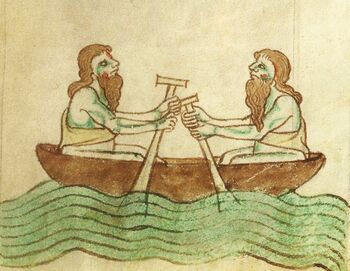 Coracle with pagans Gerald of Wales History Of Ireland