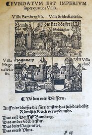 Vier Dörfer des HRR: Bamberg, Sélestat, Ulm, Haguenau.