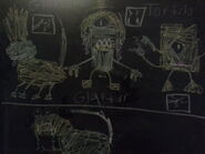 Glorp corp and electroids mixing. Made with chalk.