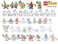 Character designs from Quest for the Mixamajig to Nixel, Nixel, Go Away. (Note the early designs of the Mixies and Splasho shown above.)