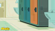 Background design of an unseen hallway in Mixopolis Middle School.