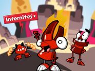 Zorch with all of the Infernites tribe members on Mixels.com mobile site