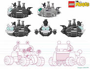 Designs of King Nixel's Airship and the Jinky & Kamzo Mix.