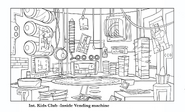 Early design of the Kid's Club interior from Nixel, Nixel, Go Away.