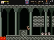 Goombas in their SMB1 gray palette in an earlier version of Dry Bowser's Crypt