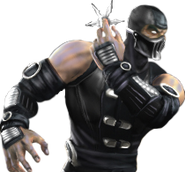 Noob Saibot holding a shuriken in his alternate render.