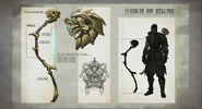 Concept art of King Jin's Bow/Bo hybrid weapon.