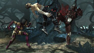 Mileena hissing before tagging out.