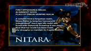 Nitara's Bio Kard. Notably, it lists her alignment as "Good" rather than "Neutral".